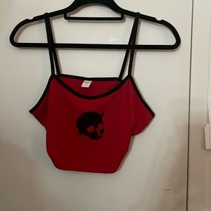 Red crop top with a skull